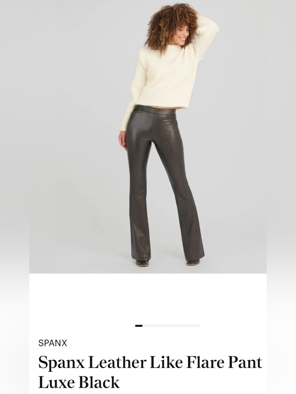 SPANX Medium Lux Black Leather Like Flare Pants Orig $168 Exc Cond